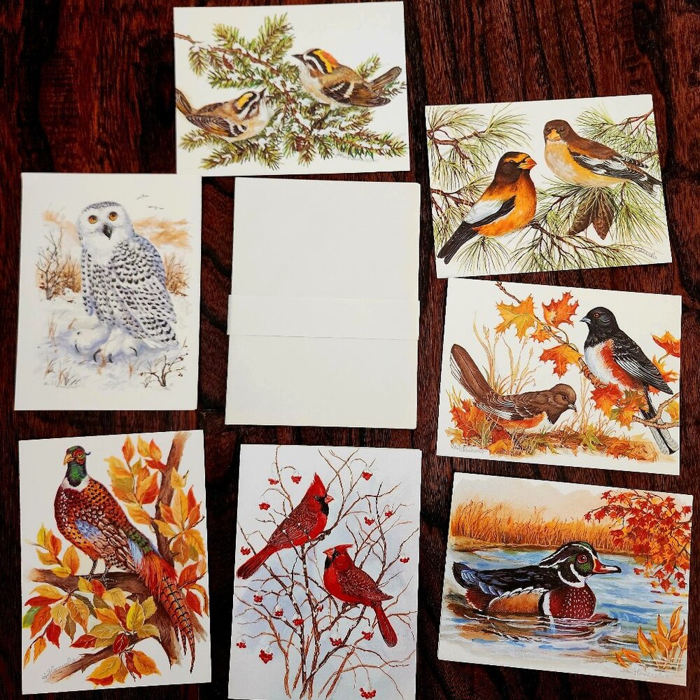 Vintage John Cornacchio Wildlife Birds Feathered Friends Blank Note Cards x 7